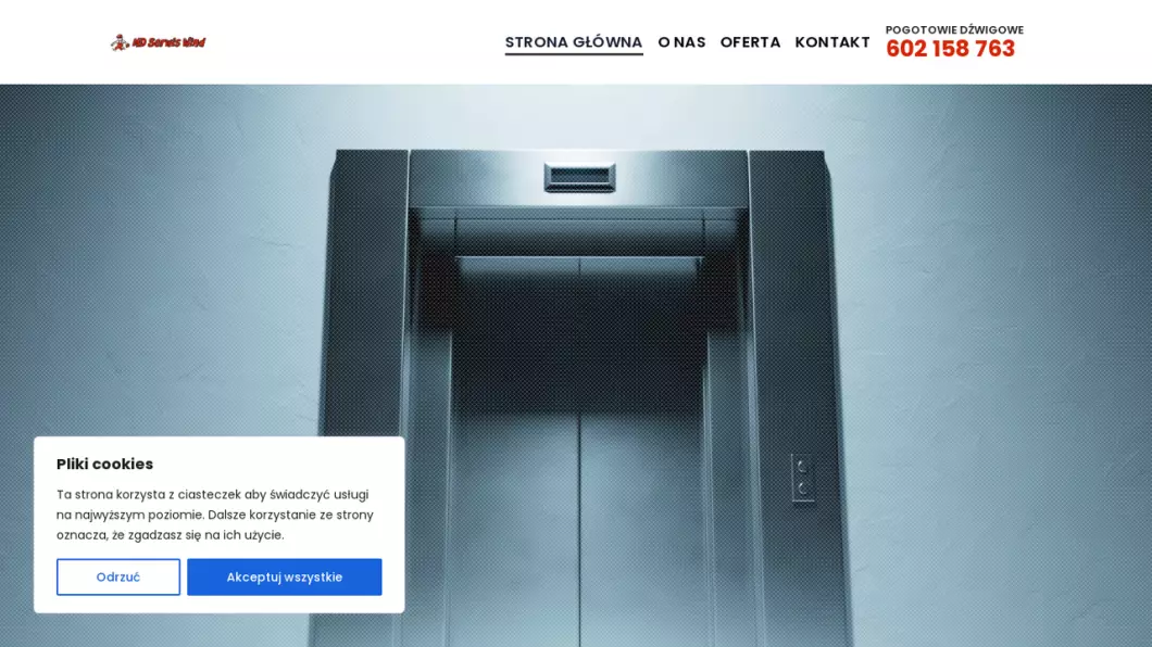 Zrzut ekranu strony internetowej firmy MD Serwis Wind Warszawa