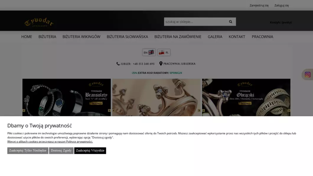 Zrzut ekranu strony internetowej firmy Tyvodar