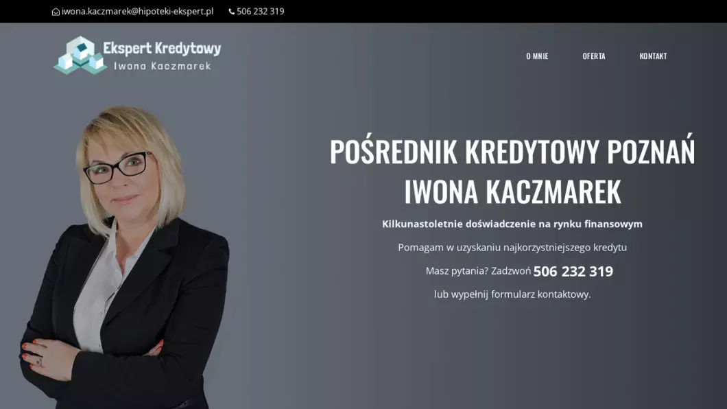 Zrzut ekranu strony internetowej firmy Ekspert Kredytowy Iwona Kaczmarek