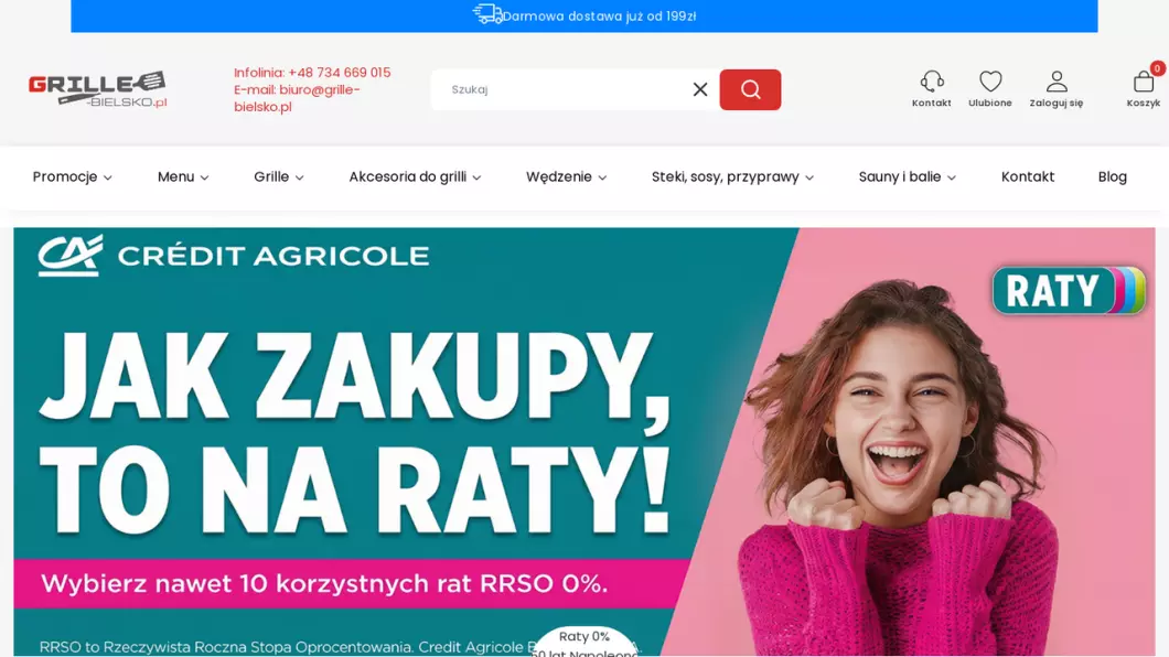 Zrzut ekranu strony internetowej firmy Internetowy sklep z grillami | Grille-bielsko.pl