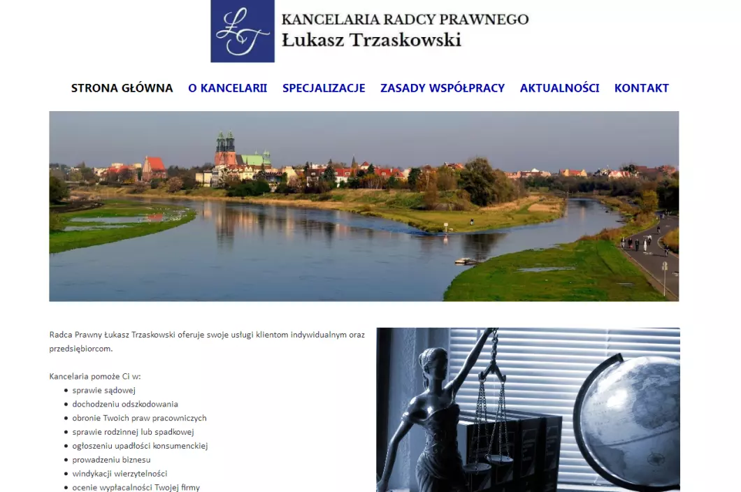 Zrzut ekranu strony internetowej firmy Kancelaria Radcy Prawnego Łukasz Trzaskowski
