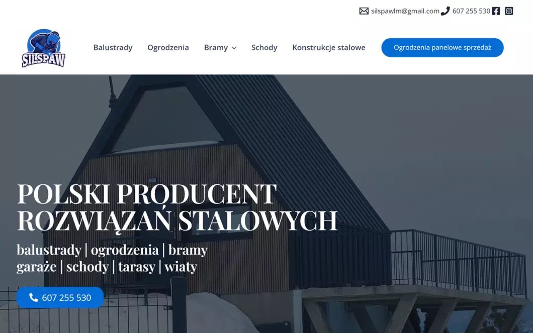 Zrzut ekranu strony internetowej firmy Silspaw Usługi spawalnicze