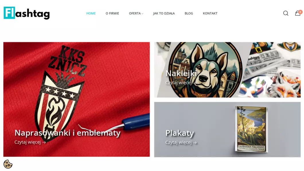 Zrzut ekranu strony internetowej firmy Flashtag
