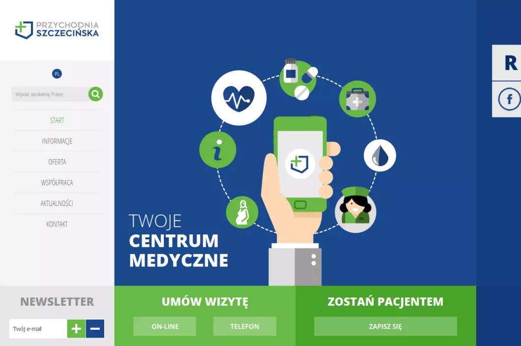 Zrzut ekranu strony internetowej firmy Przychodnia Szczecin - lekarze rodzinni - NFZ | Przychodnia Szczecińska