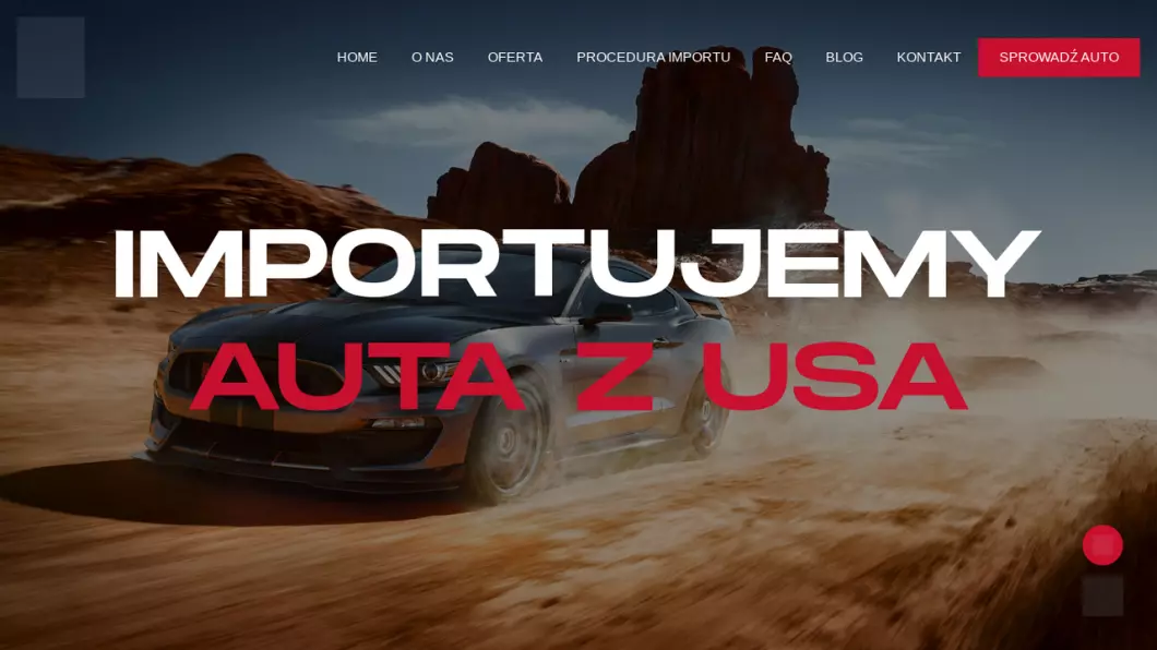 Zrzut ekranu strony internetowej firmy AMCars Import