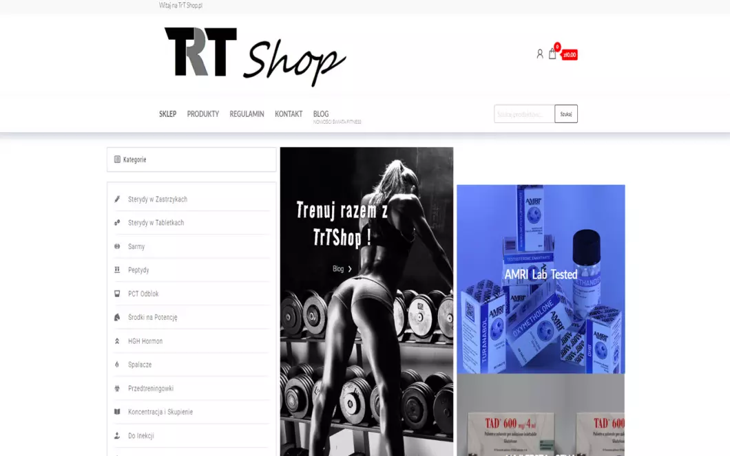 Zrzut ekranu strony internetowej firmy TRT Shop