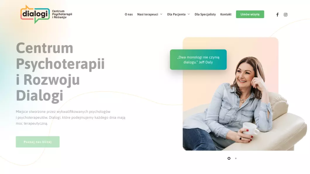 Zrzut ekranu strony internetowej firmy Centrum Psychoterapii i Rozwoju Dialogi