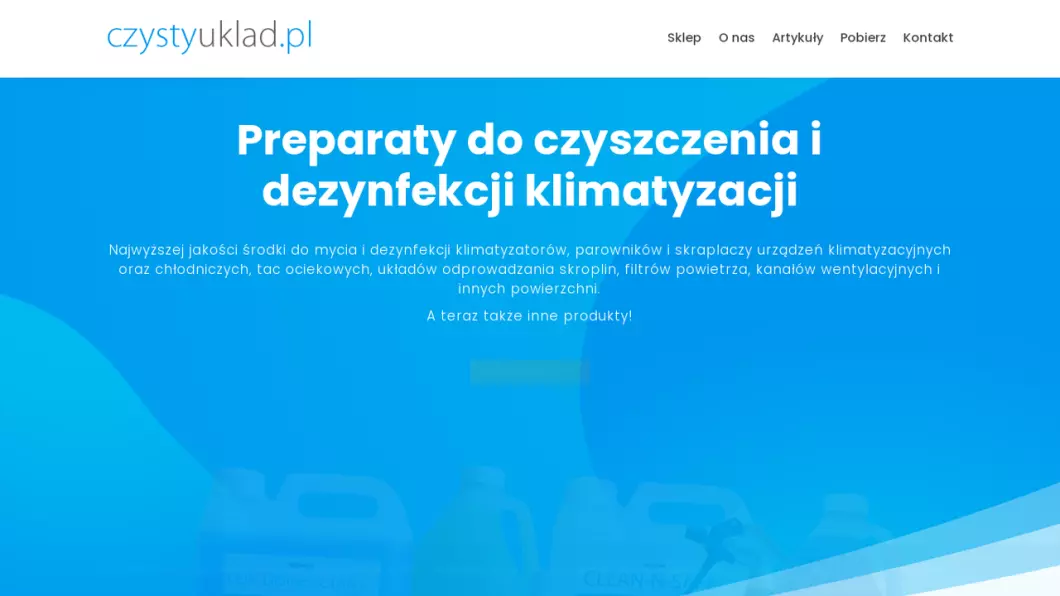 Zrzut ekranu strony internetowej firmy Środki do odgrzybiania i czyszczenia klimatyzacji | Czystyuklad.pl