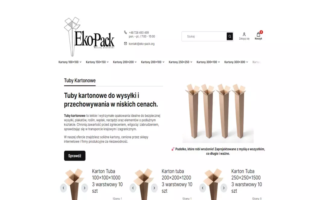 Zrzut ekranu strony internetowej firmy Eko-Pack