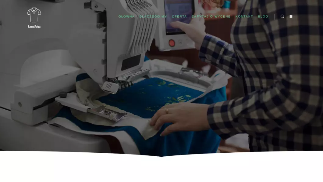 Zrzut ekranu strony internetowej firmy RemaPrint - Nadruki na koszulkach Warszawa