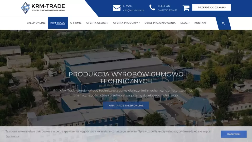Zrzut ekranu strony internetowej firmy Wyroby gumowe - krm-trade.pl