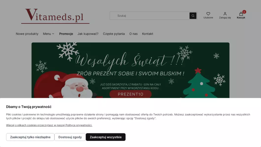 Zrzut ekranu strony internetowej firmy Vitameds