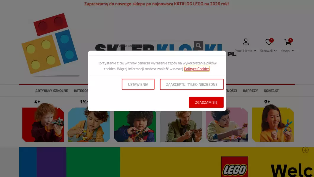 Zrzut ekranu strony internetowej firmy SKLEPKLOCKI.PL