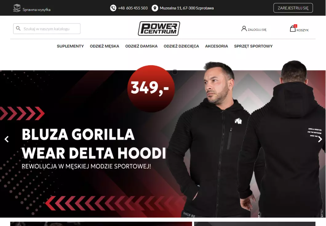 Zrzut ekranu strony internetowej firmy Power Centrum