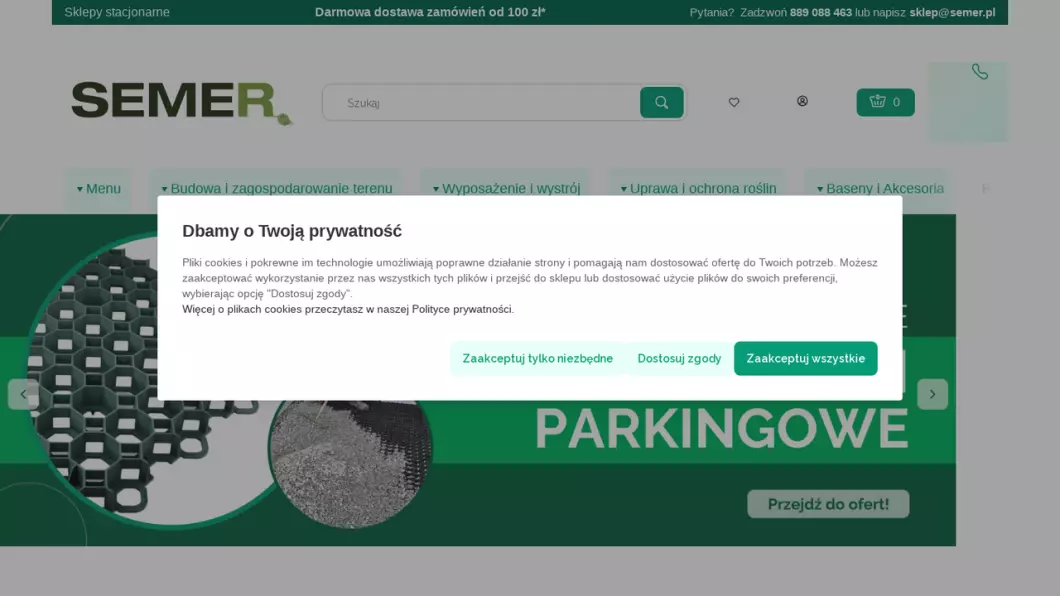 Zrzut ekranu strony internetowej firmy SEMER