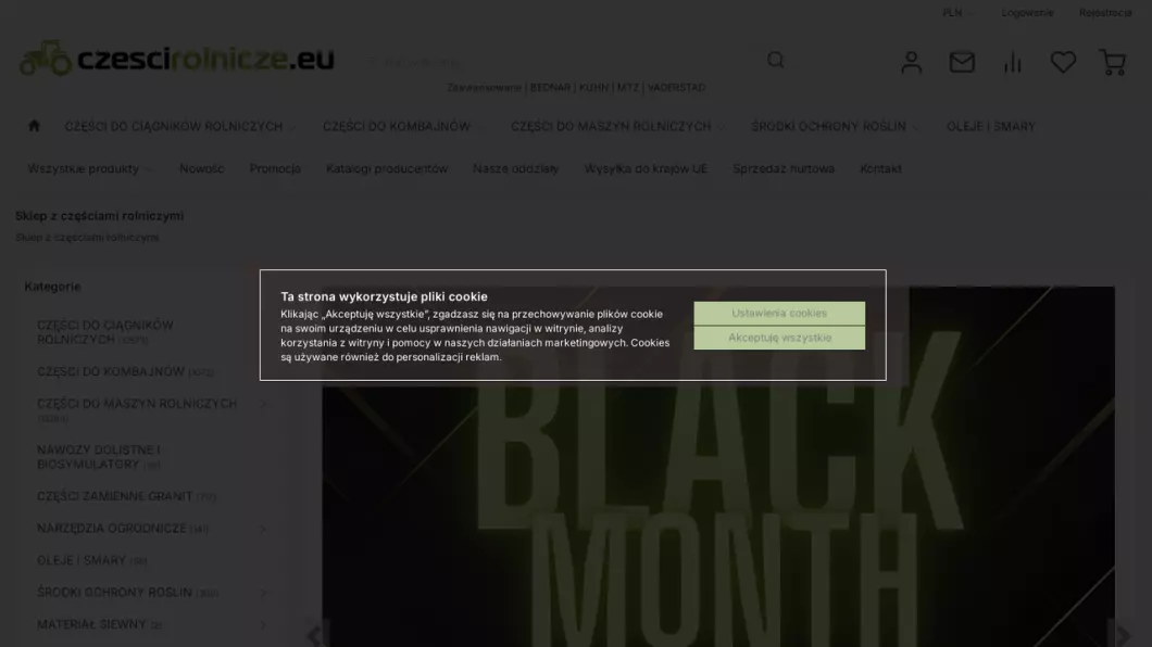 Zrzut ekranu strony internetowej firmy Części do maszyn rolniczych - czescirolnicze.eu