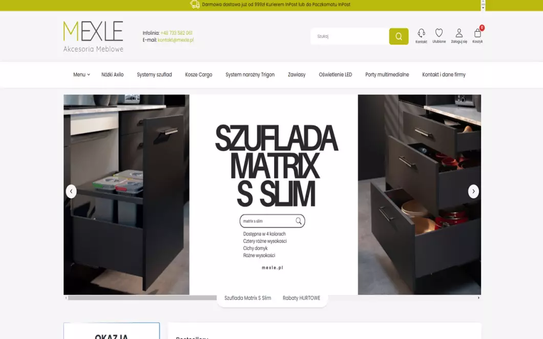 Zrzut ekranu strony internetowej firmy Mexle.pl