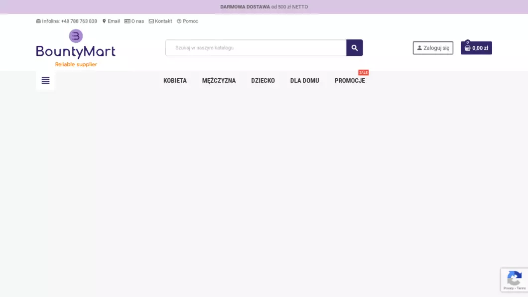 Zrzut ekranu strony internetowej firmy Hurtownia odzieżowa BountyMart
