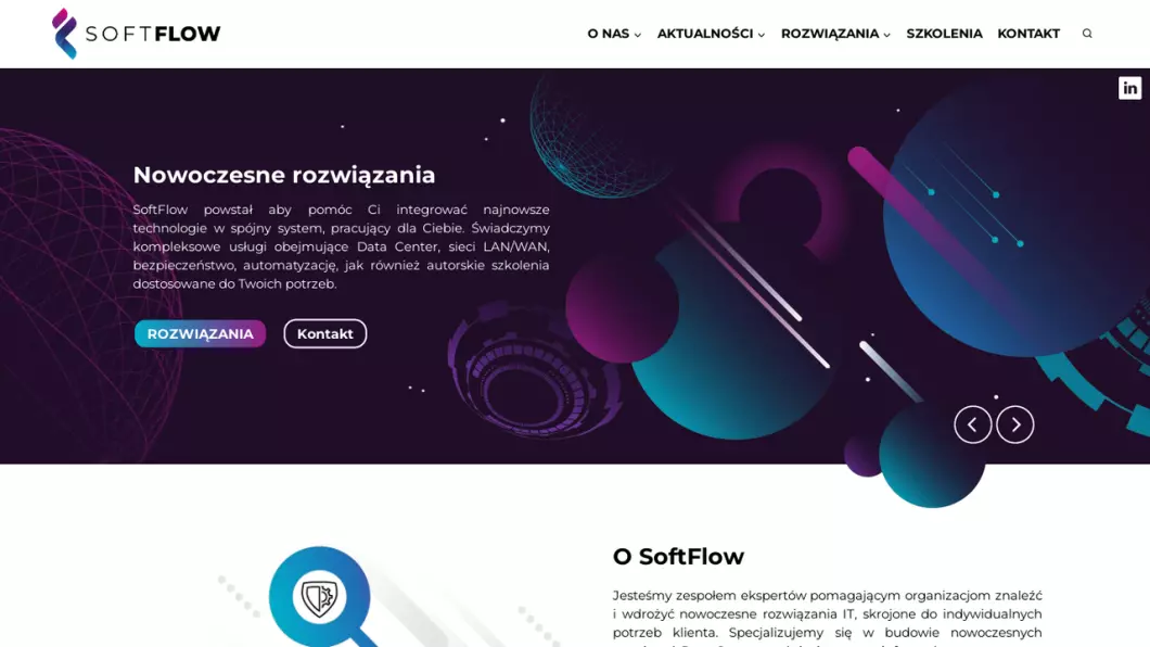 Zrzut ekranu strony internetowej firmy SoftFlow