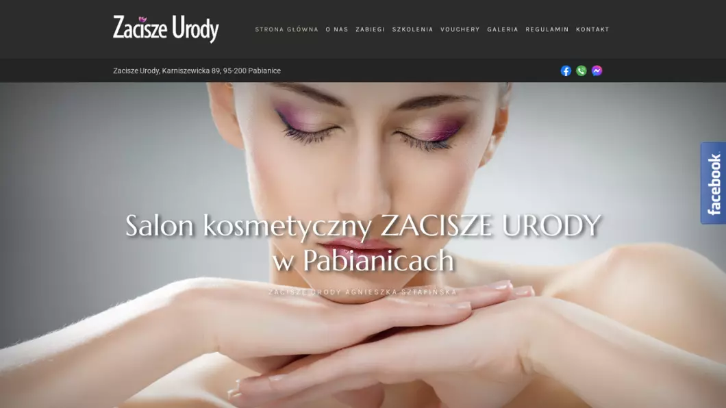 Zrzut ekranu strony internetowej firmy Zacisze Urody - Salon kosmetyczny Pabianice