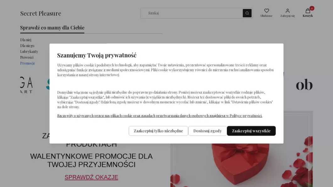 Zrzut ekranu strony internetowej firmy Secret Pleasure
