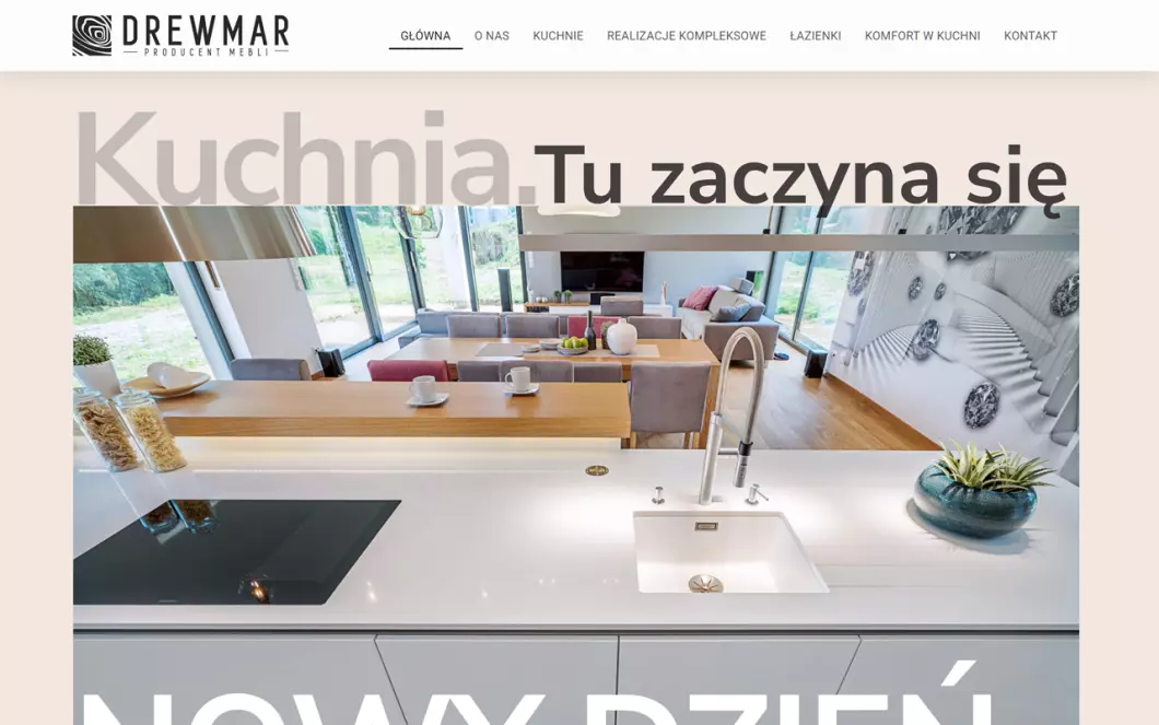 Zrzut ekranu strony internetowej firmy Drewmar - Meble kuchenne Chrzanów