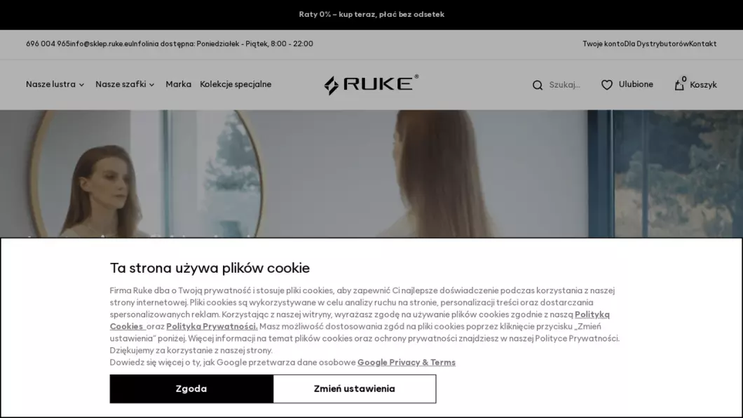 Zrzut ekranu strony internetowej firmy Sklep Ruke