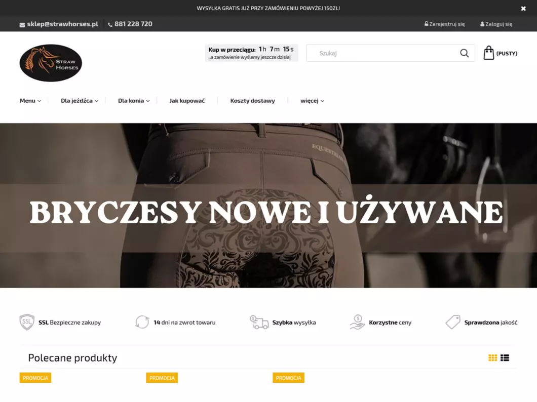 Zrzut ekranu strony internetowej firmy Straw horses