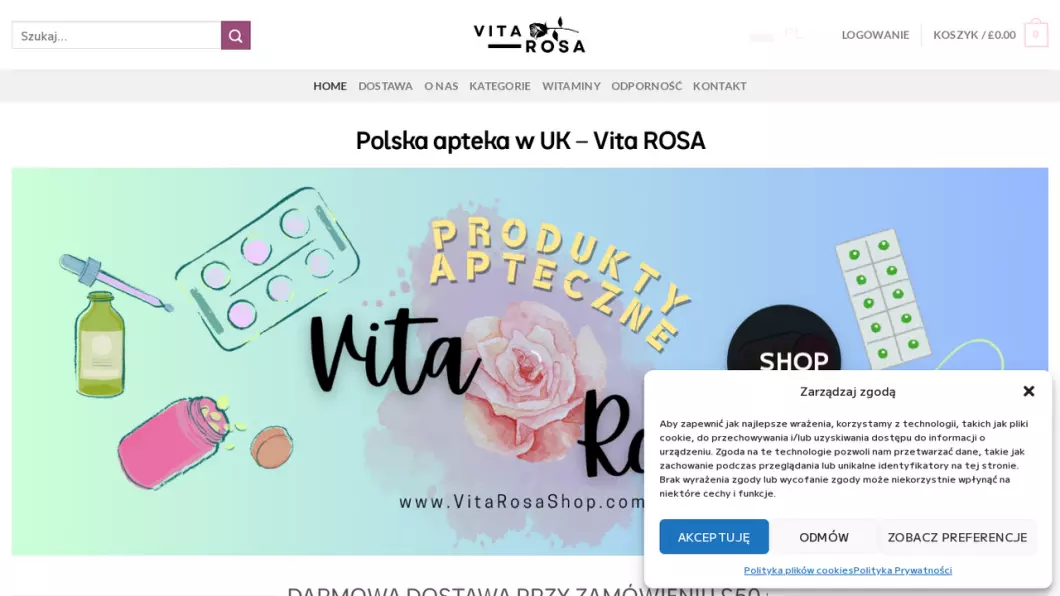 Zrzut ekranu strony internetowej firmy Vita Rosa