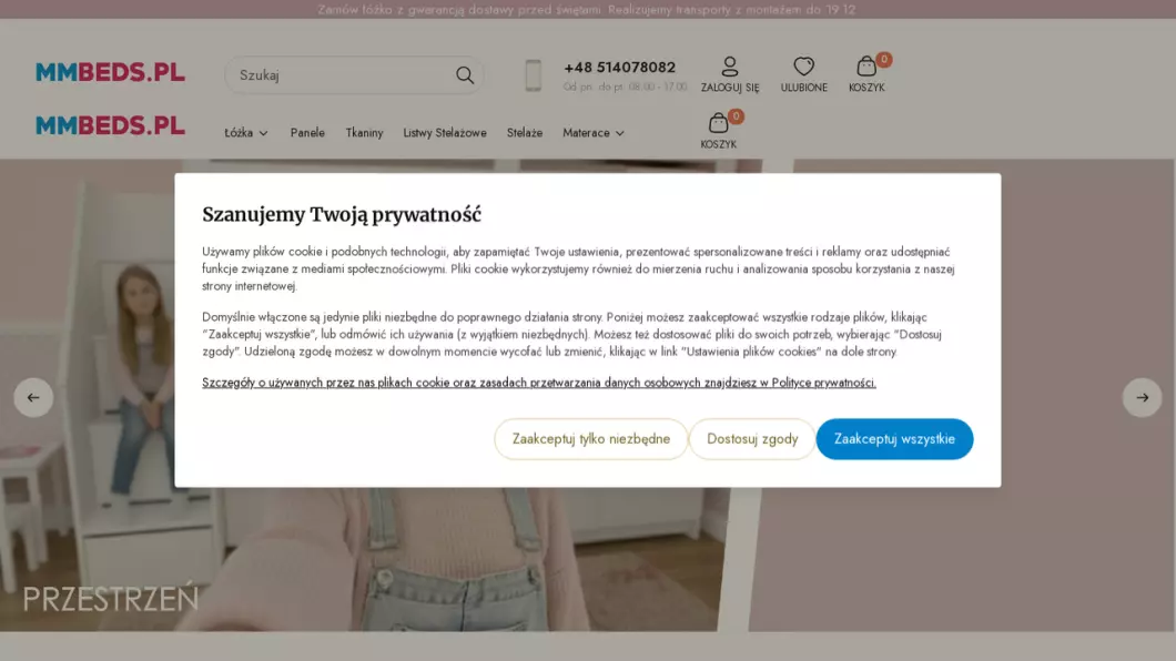 Zrzut ekranu strony internetowej firmy MMbeds