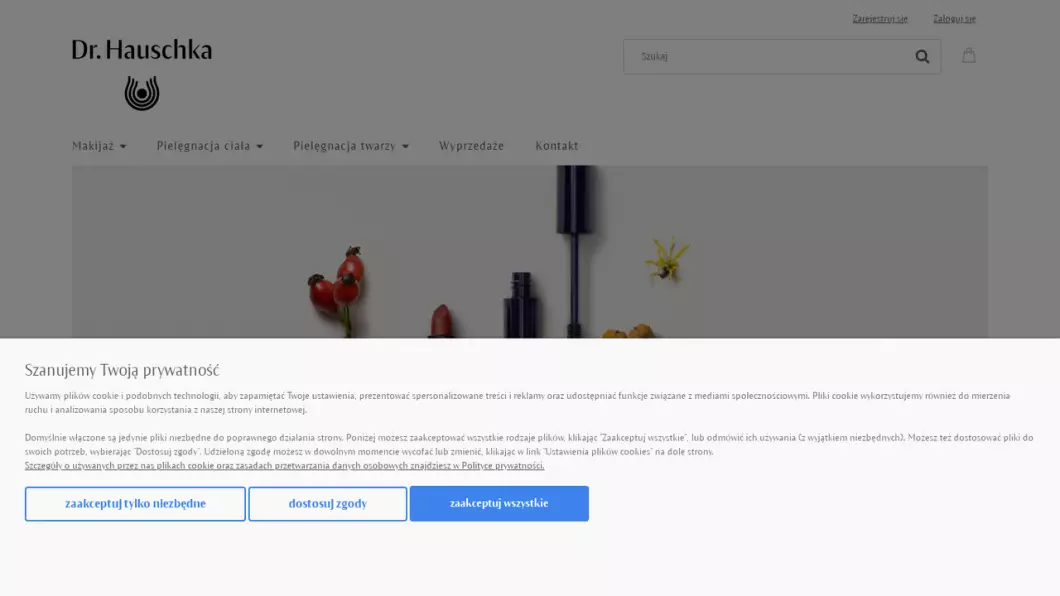 Zrzut ekranu strony internetowej firmy Dr. Hauschka
