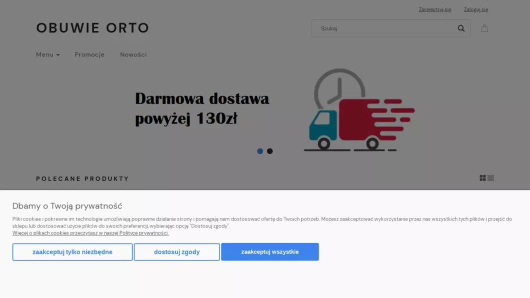 Zrzut ekranu strony internetowej firmy Obuwie ortopedyczne | Sklep internetowy Obuwie ORTO