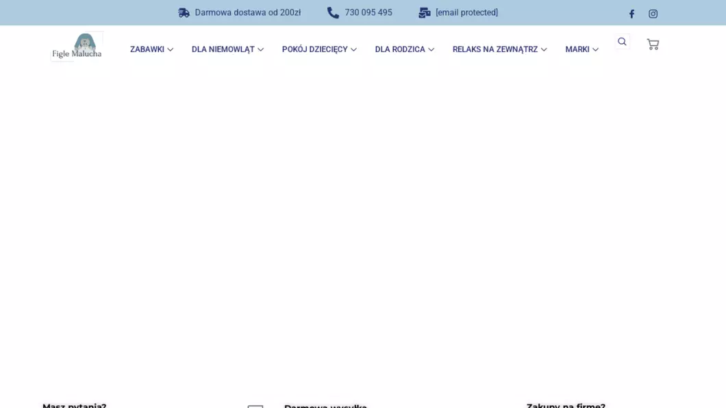 Zrzut ekranu strony internetowej firmy Figle Malucha