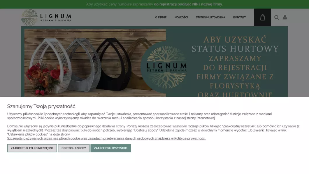 Zrzut ekranu strony internetowej firmy Lignum