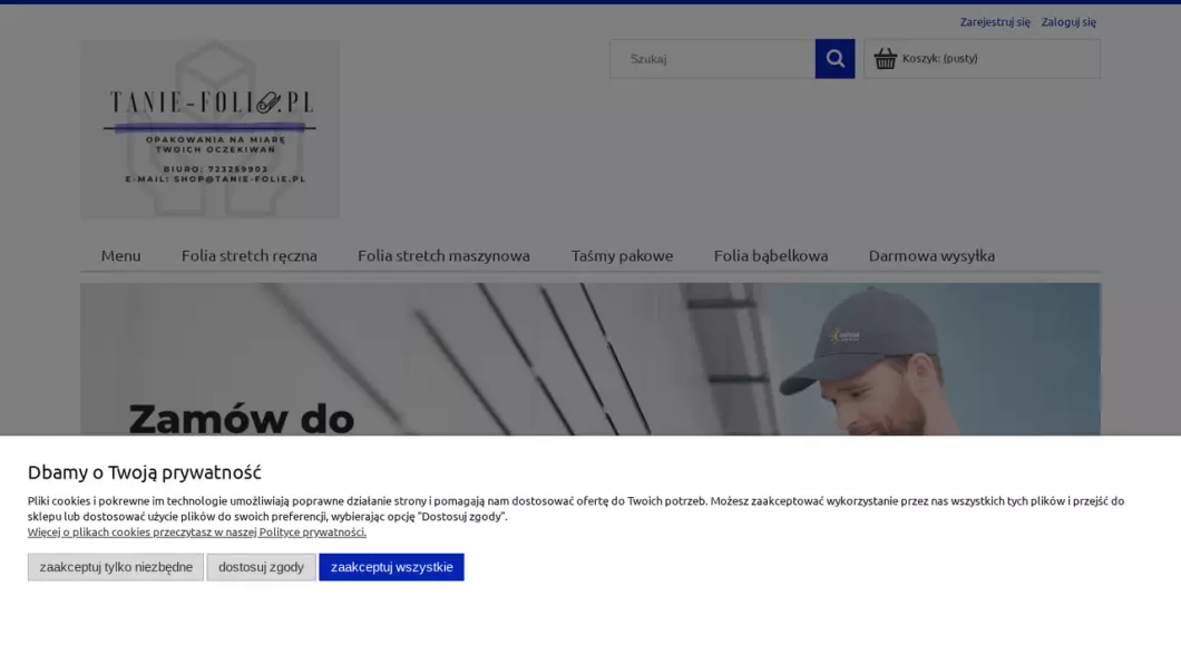 Zrzut ekranu strony internetowej firmy Materiały do pakowania - Tanie Folie