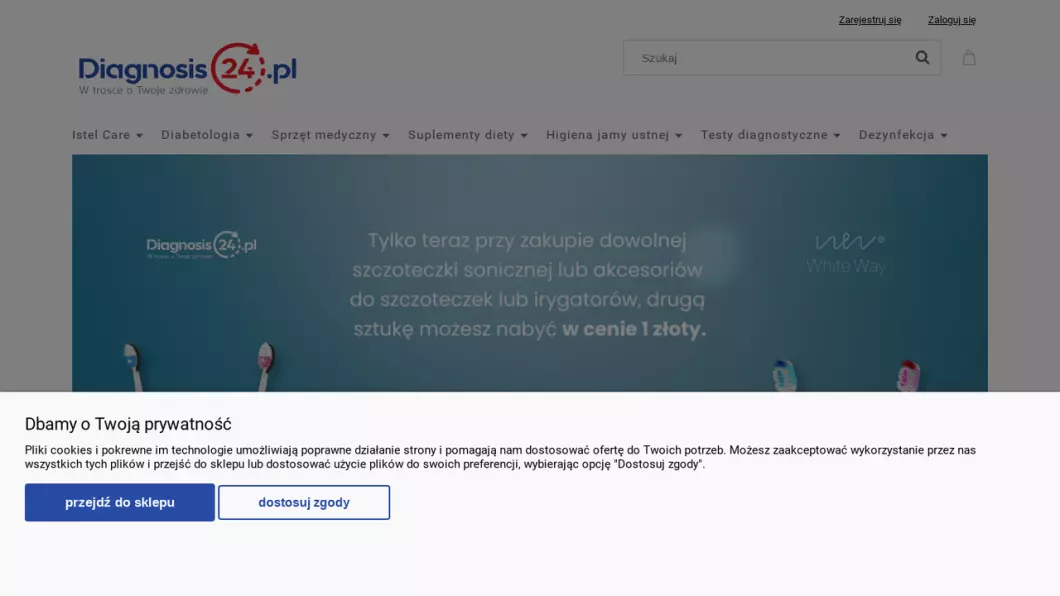 Zrzut ekranu strony internetowej firmy sklep medyczny online - Diagnosis24.pl