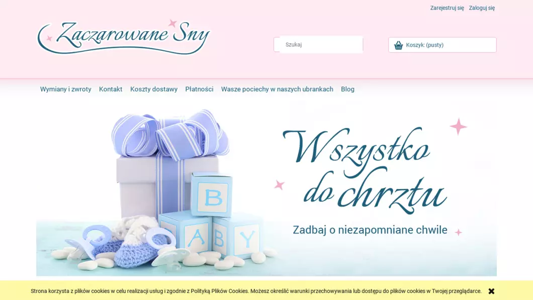 Zrzut ekranu strony internetowej firmy Zaczarowane Sny