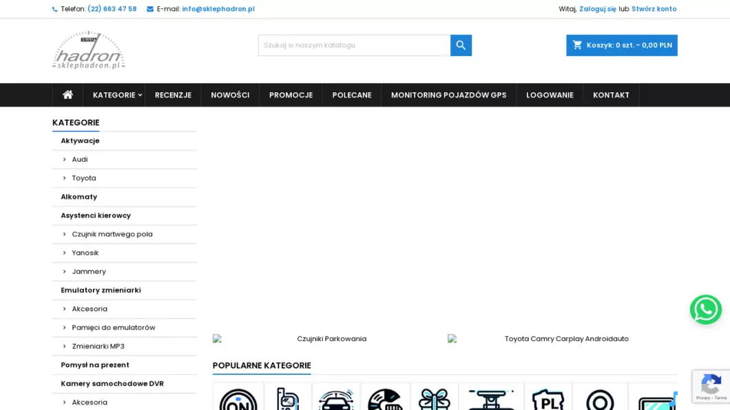 Zrzut ekranu strony internetowej firmy sklephadron.pl