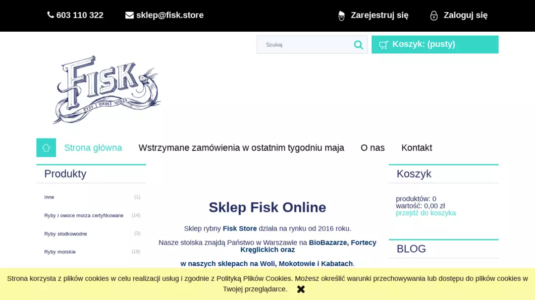 Zrzut ekranu strony internetowej firmy Fisk